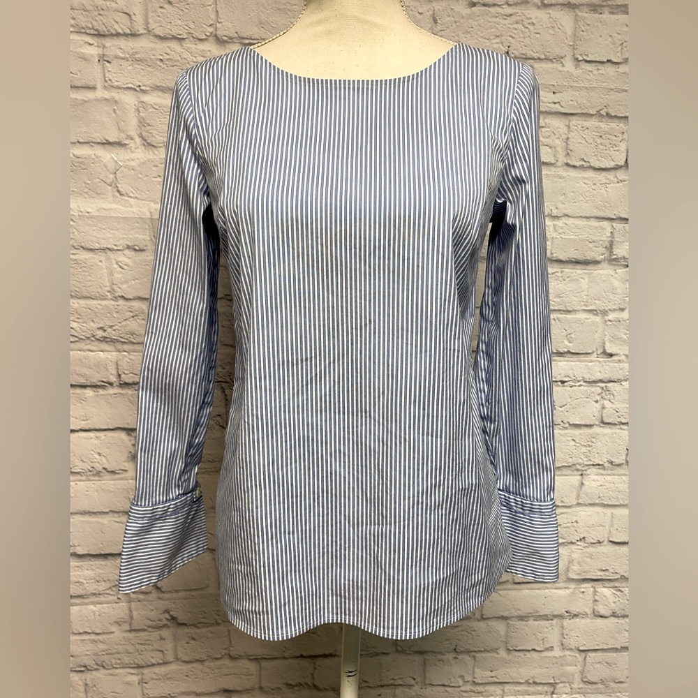 Talbots Blue Striped Women's Button Up Back Top Size XS